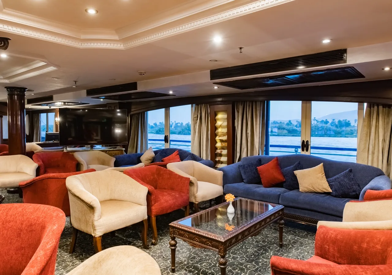 Lounge aboard the MS Monica Nile Cruise Nile cruise